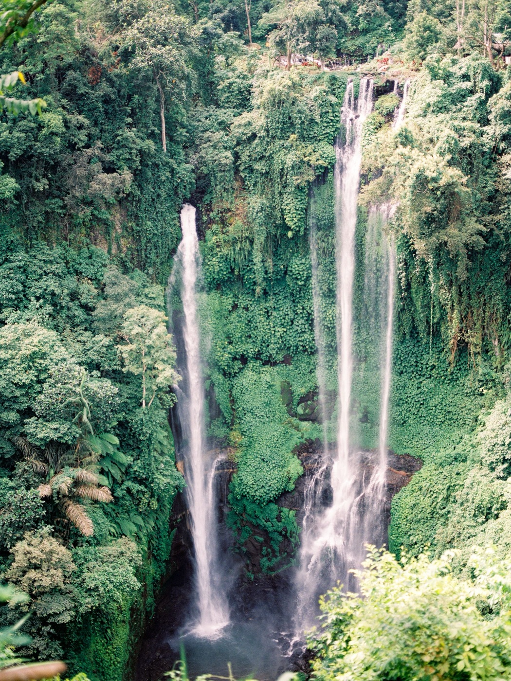Sekumpul Waterfall, the tallest multi-stream cascade in Bali, hidden in jungle near Buleleng.